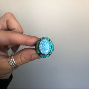*Vintage* Navajo Designer Ted Ott blue fire opal ring size 7 *STUNNING* 🤩